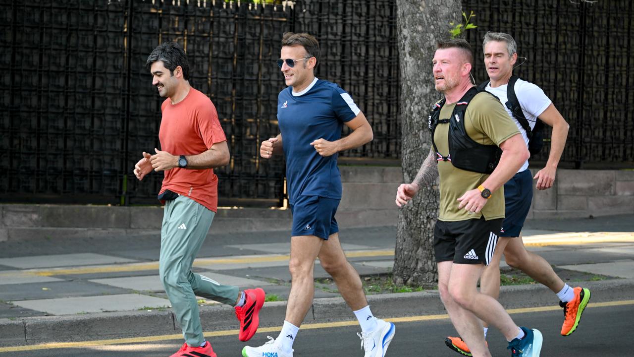 French president Macron jogs through Ankara ahead of NATO Summit Image