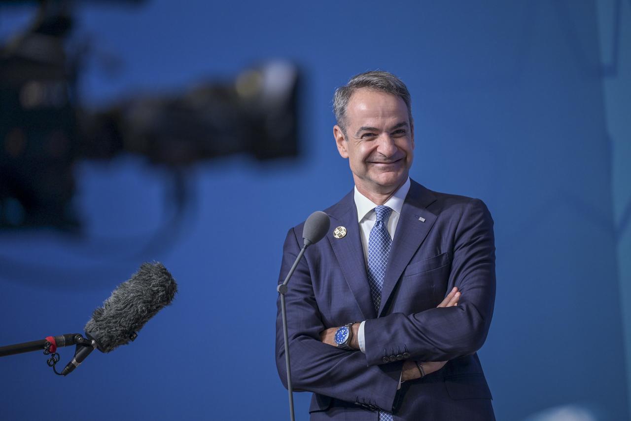 Greek Prime Minister Kyriakos Mitsotakis makes a statement to the press ahead of the main session of the North Atlantic Council Meeting during the second day of the 36th NATO Summit in Ankara, July 8, 2026. (AA Photo)