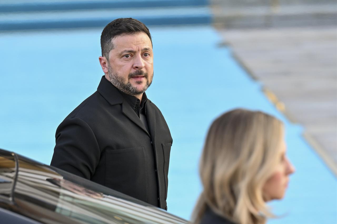 Ukrainian President Volodymyr Zelenskyy attends a reception hosted for heads of state and government attending the 36th NATO Summit and their spouses at the Presidential Complex in Ankara, Türkiye, July 7, 2026. (AA Photo)