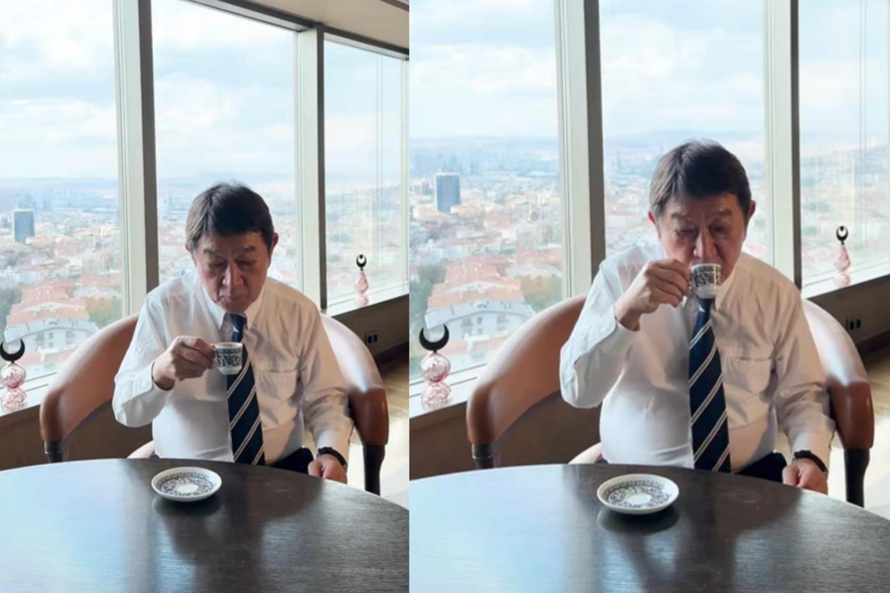 Japan FM looks for world affair clues in Turkish coffee grounds at NATO summit