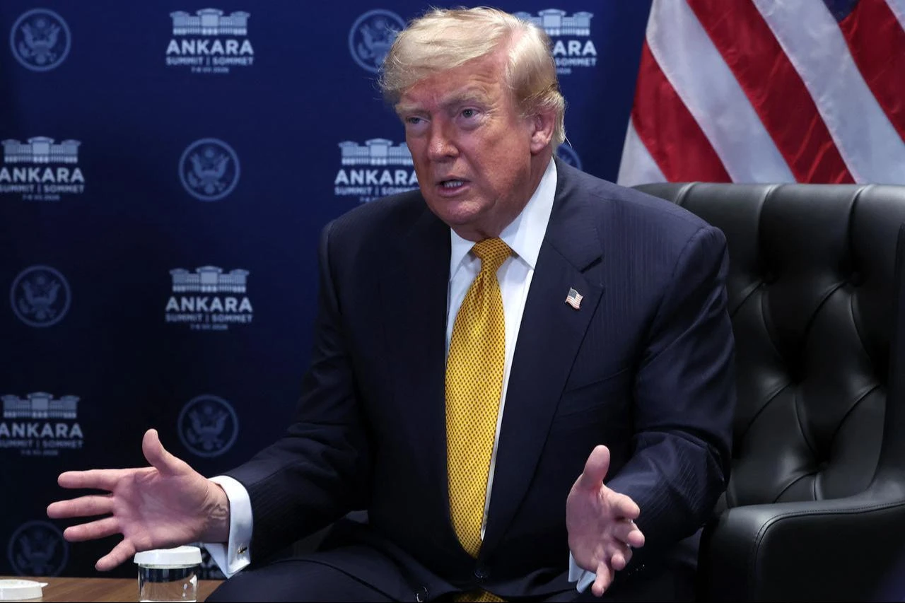 US President Donald Trump gestures as he meets with NATO Secretary General on the sidelines of the NATO summit in Ankara, July 8, 2026. (AFP Photo)