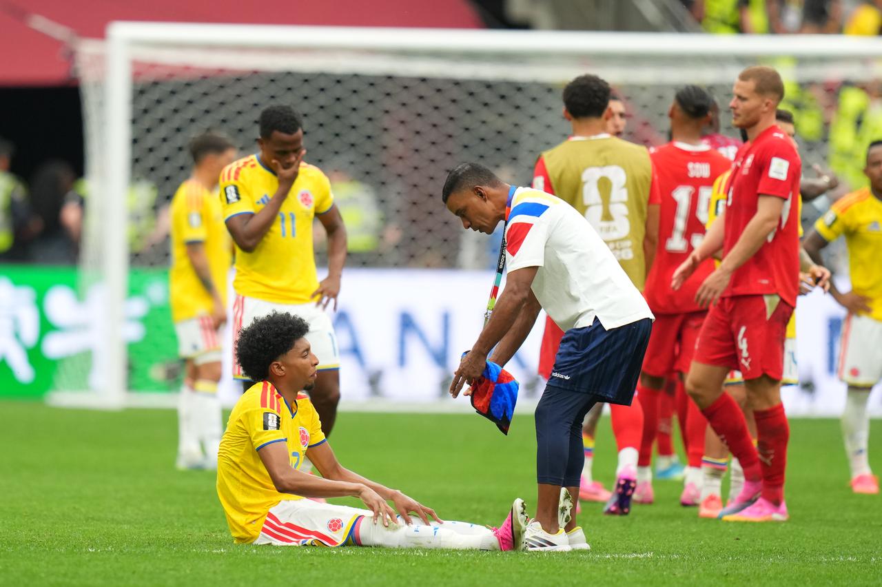 Johan Mojica of Colombia reacts to the loss after the penalty shoot-out following the 2026 FIFA World Cup Round of 16 match between Switzerland and Colombia at BC Place in Vancouver, British Columbia, Canada, July 7, 2026. (AA Photo)