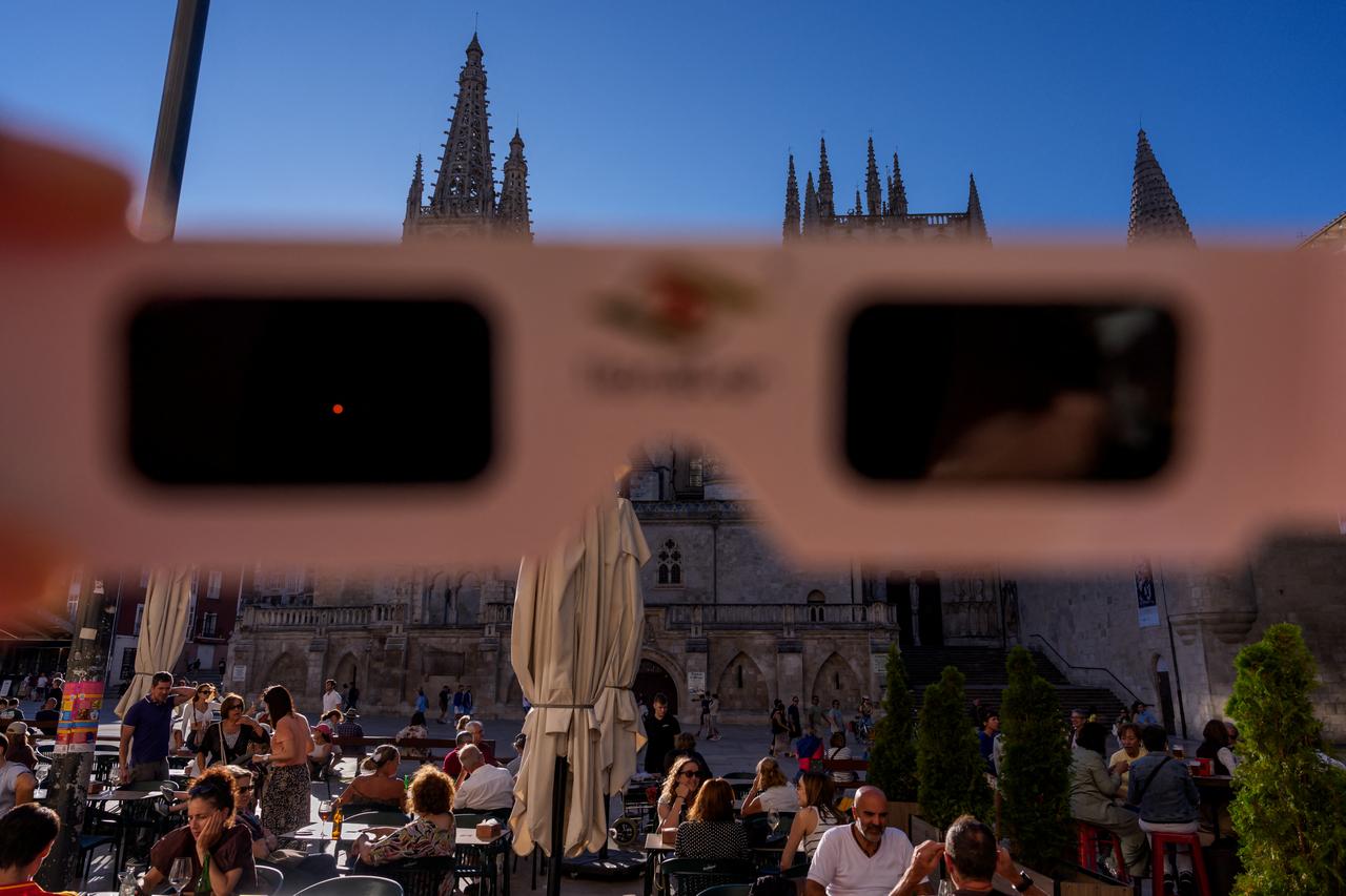 A photo shows eclipse-viewing glasses that are certified to the ISO 12312-2:2015 international safety standard in Burgos, Spain, July 2, 2026. (AFP Photo)