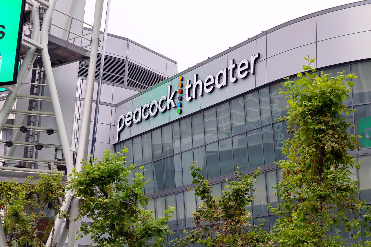 Facade of Peacock Theater (formerly Nokia Theatre and Microsoft Theater) in downtown Los Angeles. (Photo via Adobe Stock)