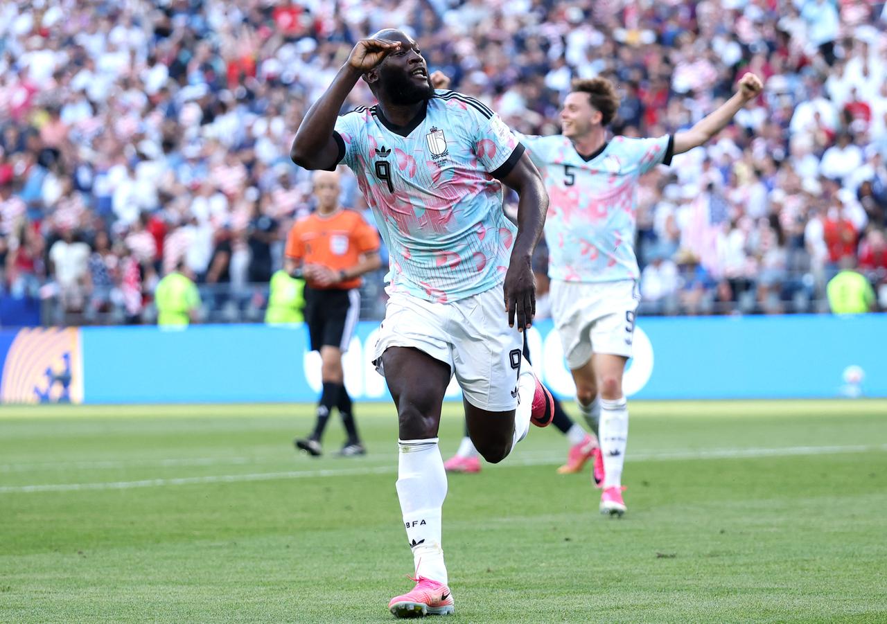 Romelu Lukaku #9 of Belgium celebrates scoring his team's fourth goal during the FIFA World Cup 2026 Round of 16 match between USA and Belgium at Seattle Stadium on July 6, 2026 in Seattle, Washington. (AFP Photo)