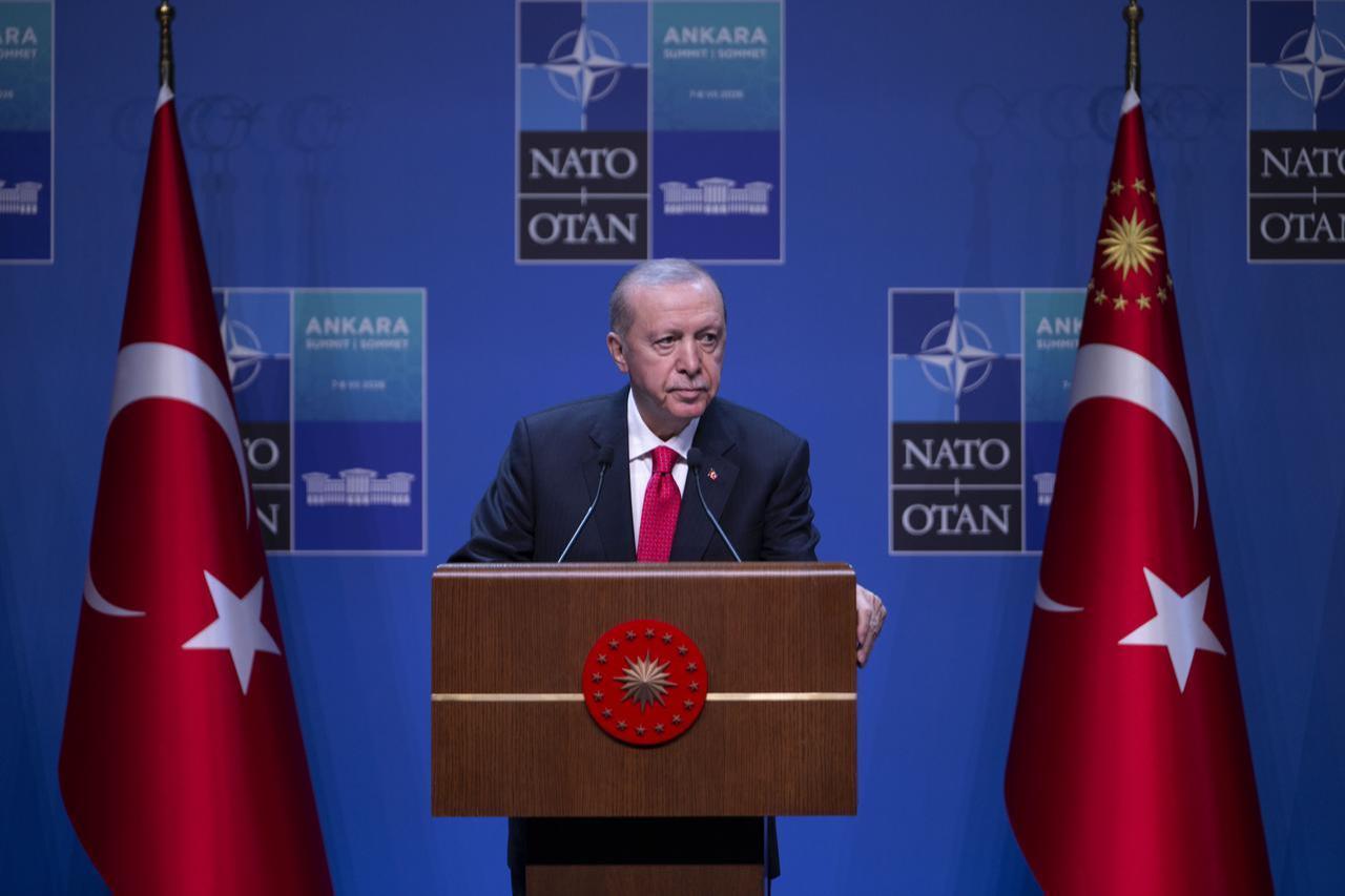 President Recep Tayyip Erdogan holds a press conference as part of the 36th NATO Summit of Heads of State and Government at the Presidential Complex in Ankara, July 8, 2026. (AA Photo)