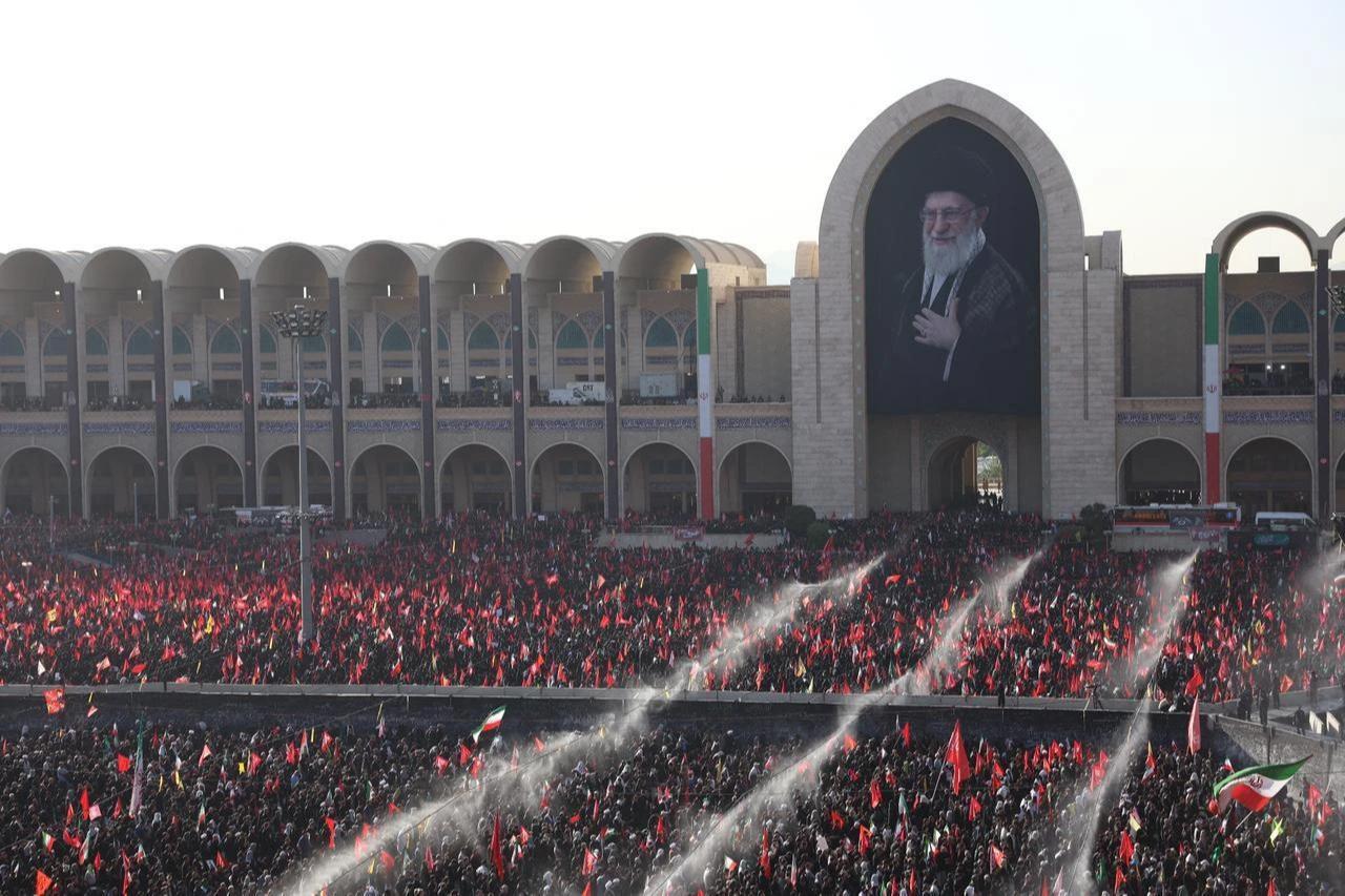 Mourners gather at the Grand Mosalla to pay their final respects to Iran's slain supreme leader Ali Khamenei in Tehran, July 5, 2026. (AFP Photo)