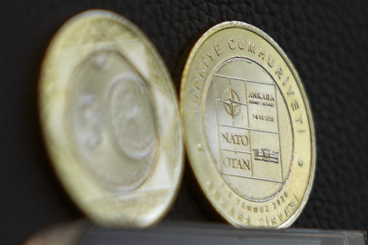 Türkiye's General Directorate of Mint and Stamp Printing has issued specially designed 5-lira commemorative coin, which is legal tender, to mark the 36th NATO Summit held in Ankara, Türkiye, July 6, 2026. (AA Photo)