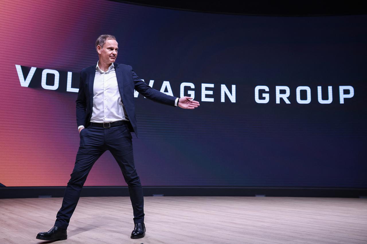 Volkswagen CEO Oliver Blume leaves the podium after an annual news conference, on March 11, 2025. (AFP Photo)