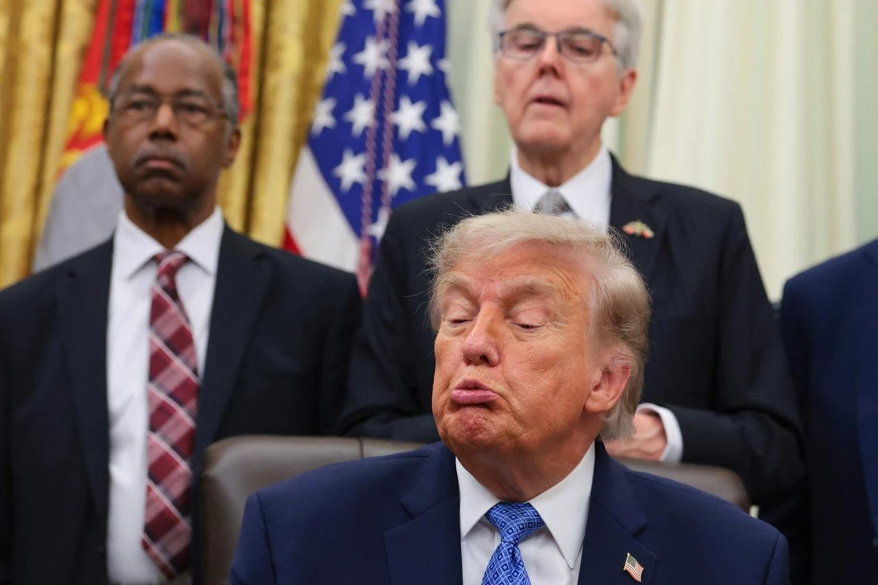 U.S. President Donald Trump reacts during an event with the White House Religious Liberty Commission in the Oval Office of the White House in Washington, on June 26, 2026. (AFP Photo)