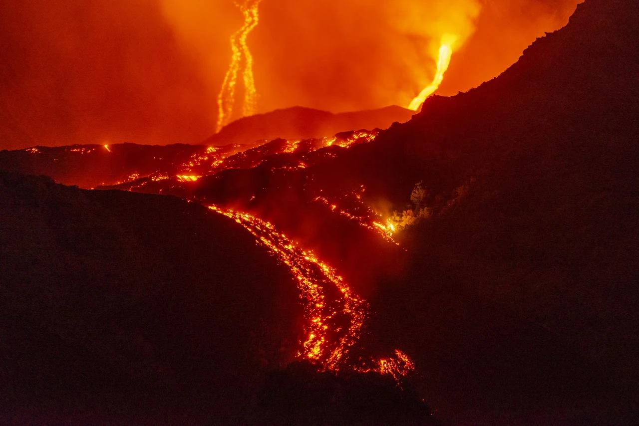 Mount Etna's eruptive phase persists with fluctuating explosive dynamics at the Voragine summit crater in Catania, Sicily, Italy on August 10, 2026. (AA Photo)