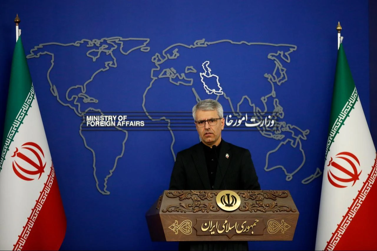 Spokesperson for the Ministry of Foreign Affairs of Iran Esmail Baghaei attends a press conference at Ministry of Foreign Affairs in Tehran, Iran on May 4, 2026. (AA Photo)