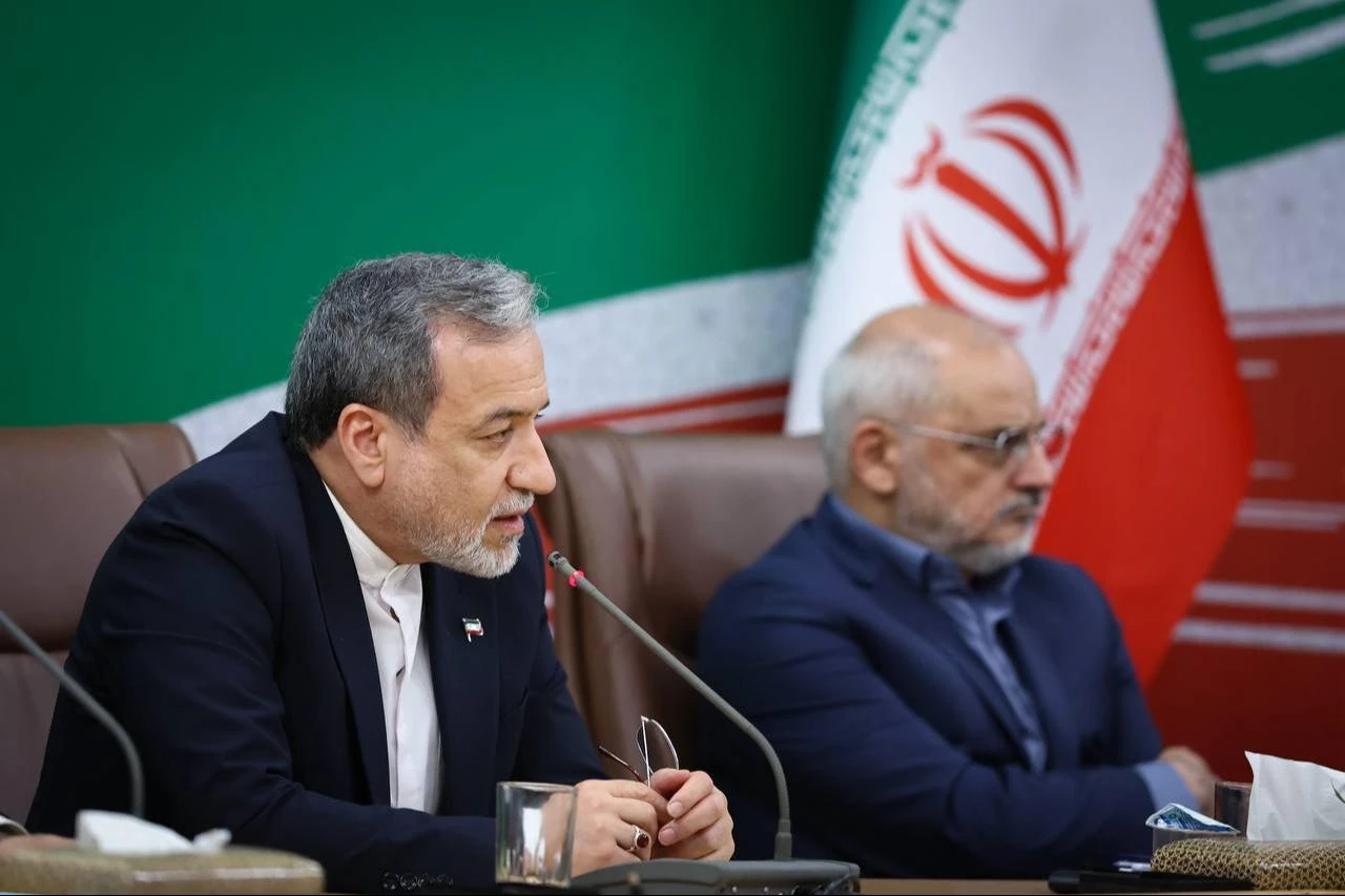 Iranian Foreign Minister Abbas Araghchi speaks during a press conference held at the Ministry of Interior in Tehran, Iran, August 8, 2026. (Iranian Defense Ministry/Handout)
