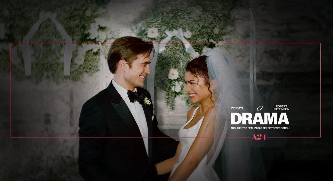 Robert Pattinson and Zendaya are featured in a teaser poster for *The Drama*, directed by Kristoffer Borgli, in an undated promotional image released in 2026. (AFP Photo / A24 - Live Free or Die Films - Square Peg / Collection Christophel)