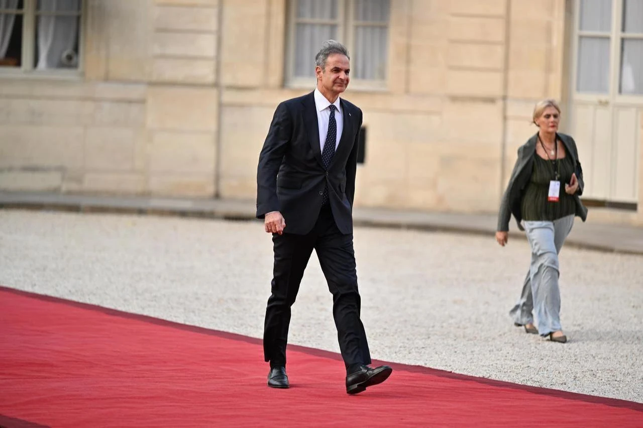 Greek Prime Minister Kyriakos Mitsotakis arrives for a dinner of the Coalition of the Willing on Ukraine at the Élysée Presidential Palace in Paris, France, July 13, 2026. (AA Photo)