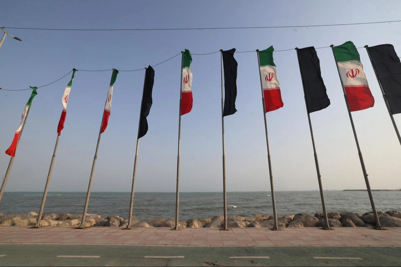 Iranian flags flutters along the corniche seafront of the port city of Bandar Abbas, in southern Iran on August 10, 2026. (AFP Photo)