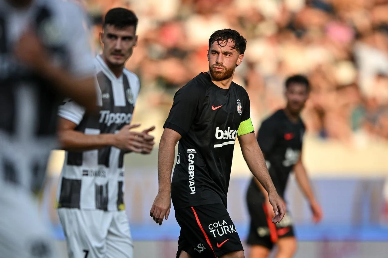 Orkun Kokcu of Besiktas during the UEFA Europa League third qualifying round match between FC Hracek Kralove and Besiktas JK at FINEP Arena in Hradec Kralove, Czech Republic on August 6, 2026. (AA Photo)