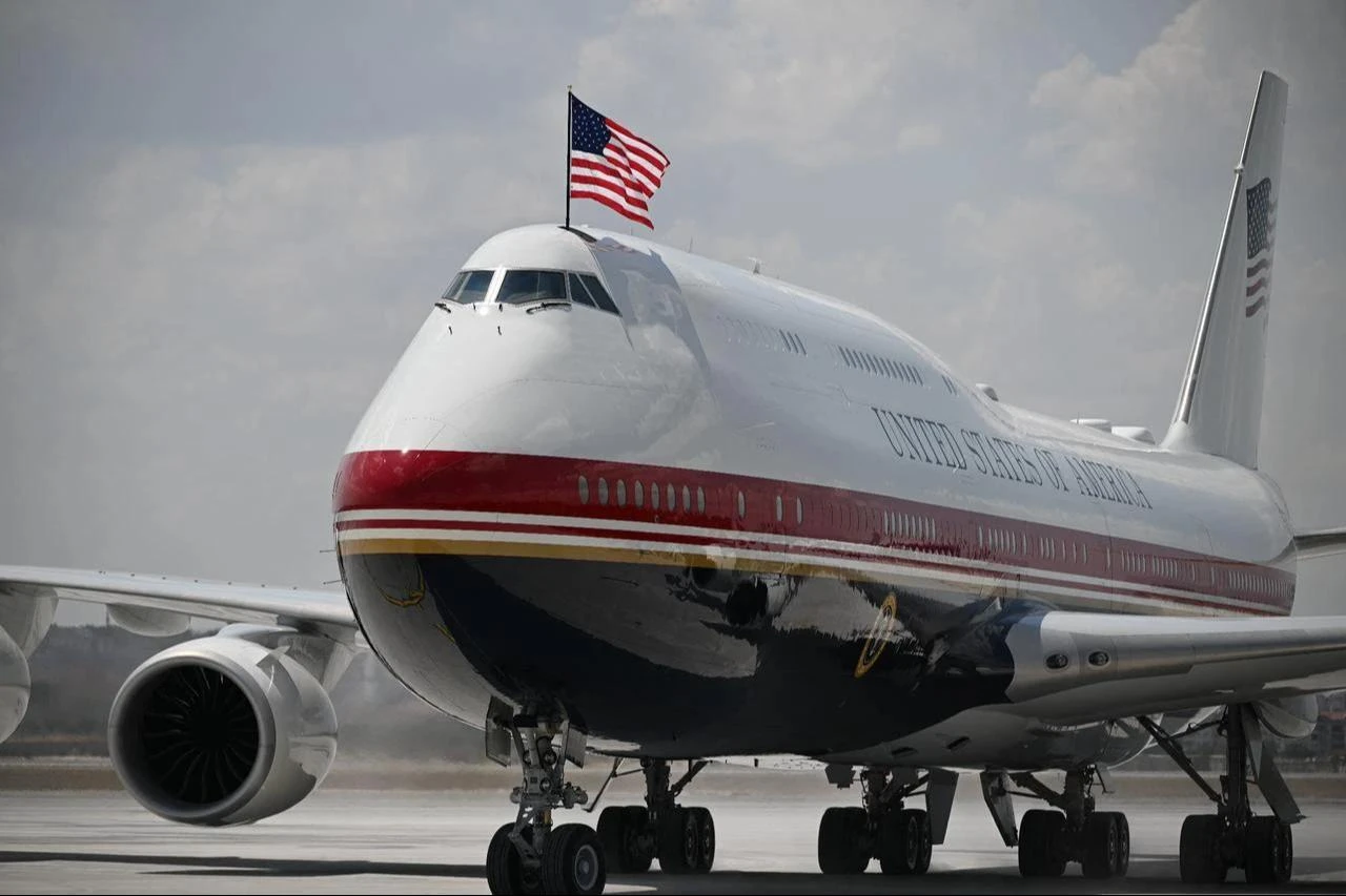 Air Force One transporting the US President lands at Etimesgut Air Base near Ankara, Türkiye, on July 7, 2026, ahead of the 36th NATO Summit. (AFP Photo)