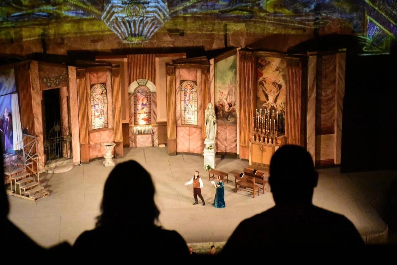On the final day of the 31st International Aspendos Opera and Ballet Festival organized by the General Directorate of State Opera and Ballet under the Ministry of Culture and Tourism, the opera Tosca was staged in Antalya, Türkiye, September 26, 2024 (AA Photo)