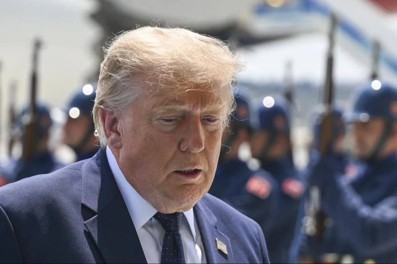 President Recep Tayyip Erdogan (not seen) welcomes US President Donald Trump at Ankara Airport, in Ankara, Türkiye, July 7, 2026. (AA Photo)
