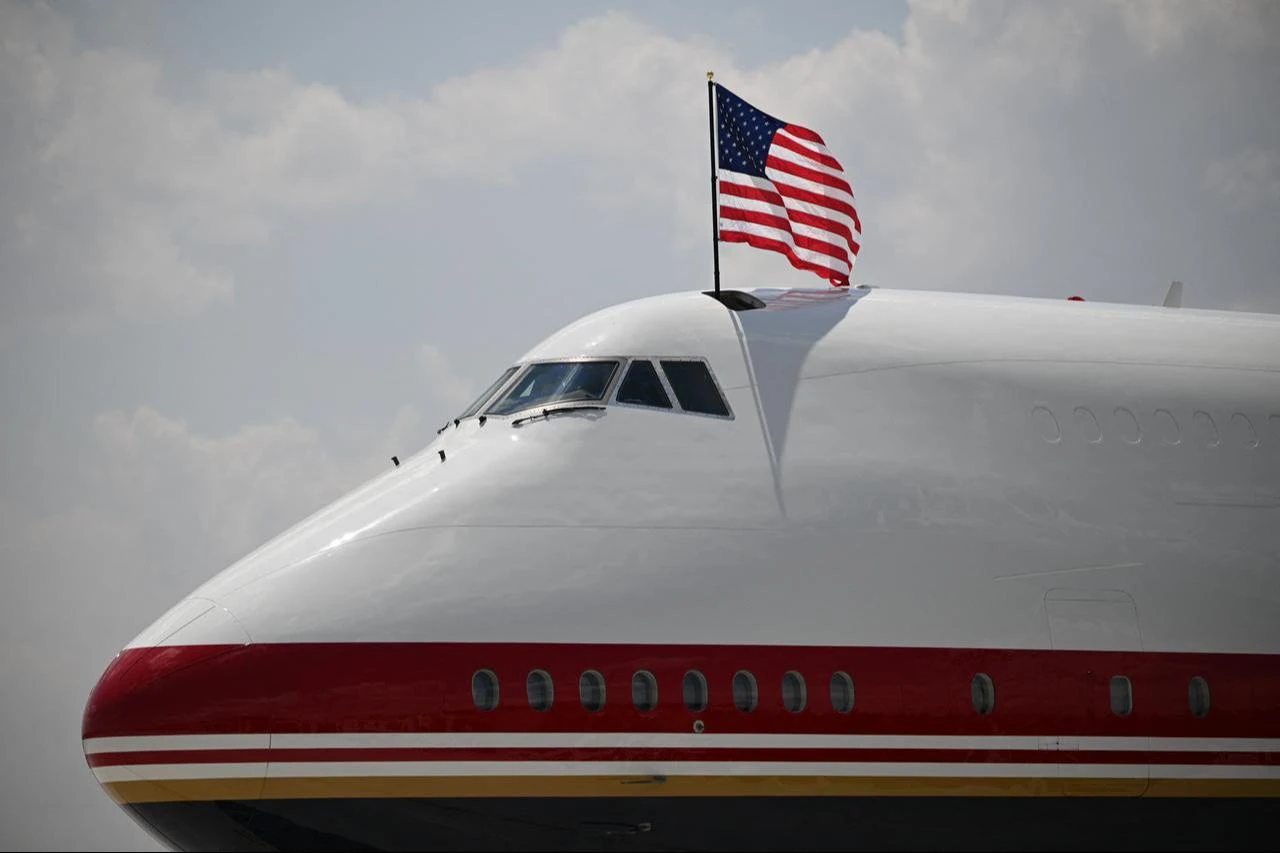 Air Force One transporting the US President lands at Etimesgut Air Base near Ankara, Türkiye, on July 7, 2026, ahead of the 36th NATO Heads of State and Government Summit. (AFP Photo)