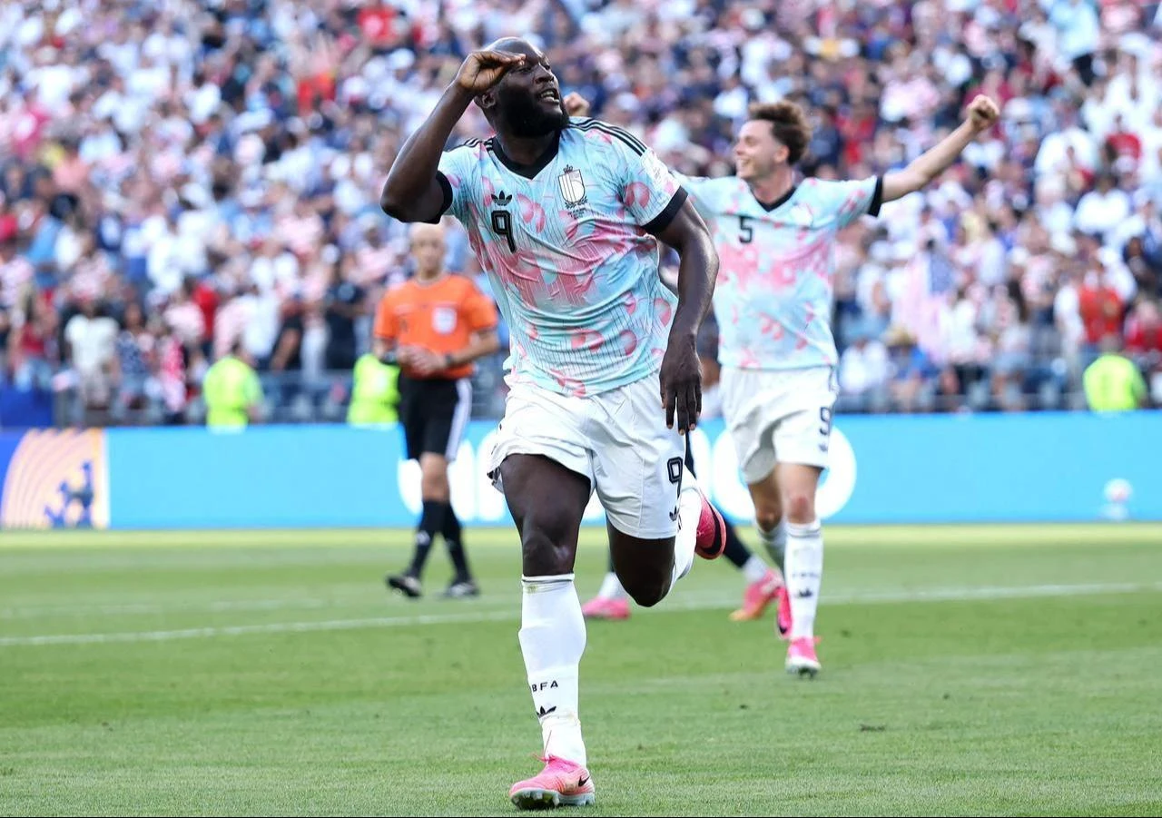 Romelu Lukaku #9 of Belgium celebrates scoring his team's fourth goal during the FIFA World Cup 2026 Round of 16 match between USA and Belgium at Seattle Stadium on July 6, 2026 in Seattle, Washington. (AFP Photo)