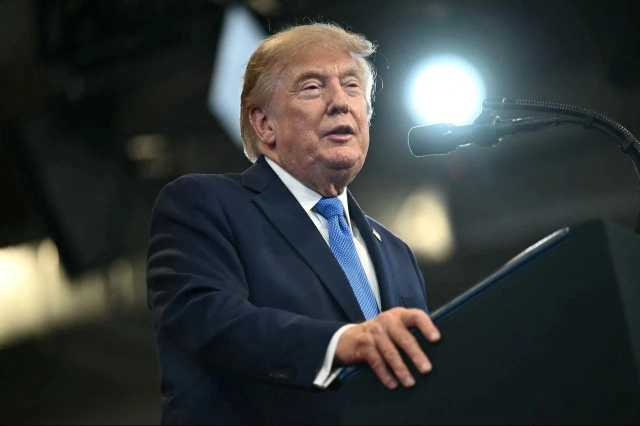 US President Donald Trump delivers remarks at the Nassau County Police Academy Center for Training and Intelligence in Garden City, New York, on August 14, 2026. (AFP Photo)