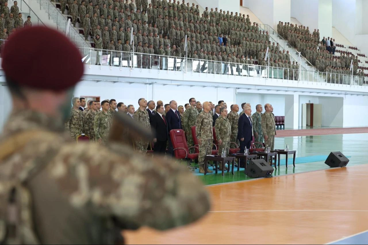 Turkish Defense Minister Yasar Guler speaking at the closing ceremony of the Special Forces Command's 18th Specialization Course, Aug. 14, 2026. (AA Photo)