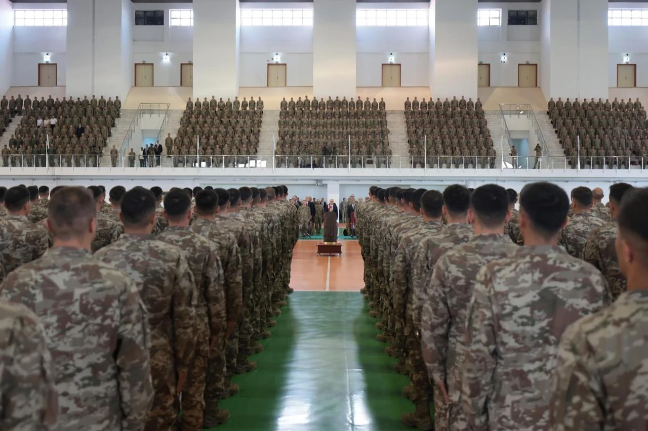 Turkish Defense Minister Yasar Guler speaking at the closing ceremony of the Special Forces Command's 18th Specialization Course, Aug. 14, 2026. (AA Photo)