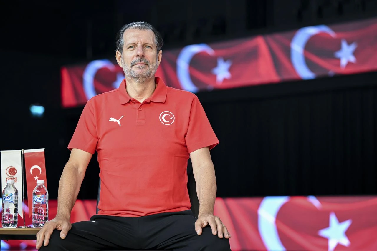 Türkiye women’s national basketball team head coach Andrea Mazzon poses in Istanbul, Türkiye, Aug. 15, 2026, as the team prepares for the 2026 FIBA Women’s Basketball World Cup. (AA Photo)