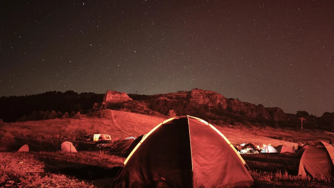 Night view of the astronomy and space entrepreneurship festival held at Karabuk's Keltepe Ski Center. (AA Photo)