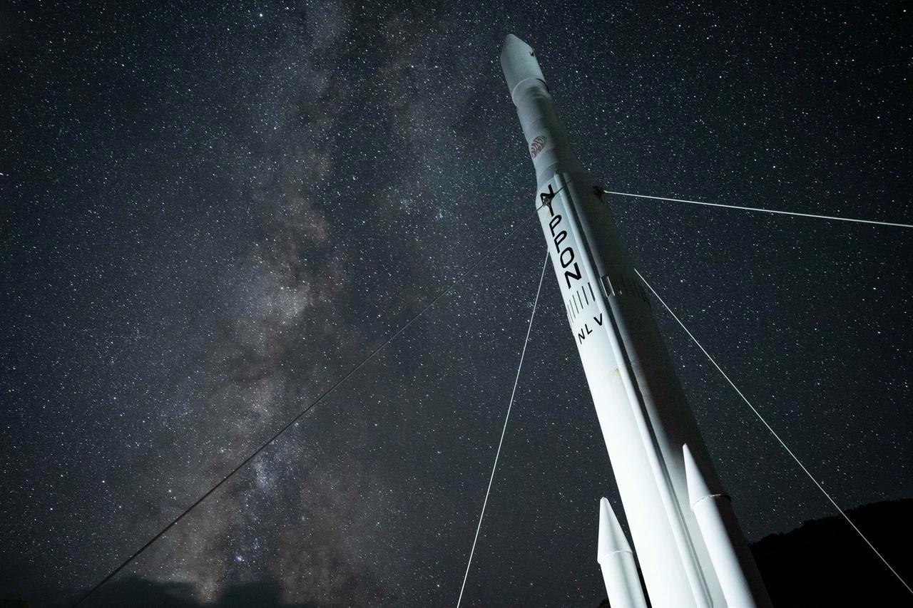 Milky Way shining above a rocket model during the Perseid meteor shower at the Tanegashima Space Center in Minamitane, Kagoshima prefecture. (AFP Photo)