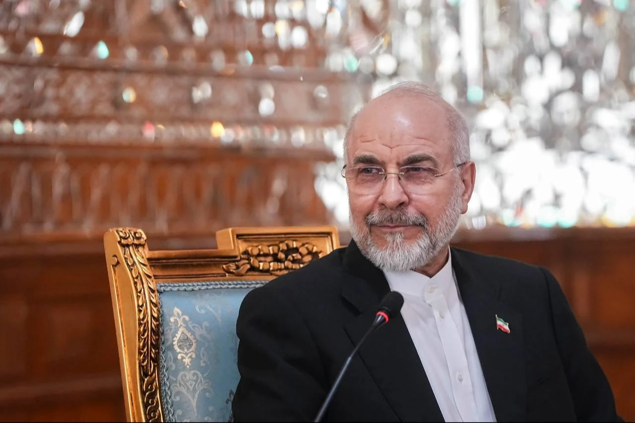 Speaker of the Iranian Parliament Mohammad Bagher Ghalibaf, who also heads Iran’s negotiation delegation in talks with the United States, meets with Pakistan’s Chief of Army Staff Asim Munir (not seen), April 16, 2026, in Tehran, Iran. (Iranian Parliament Speaker Office/Handout)