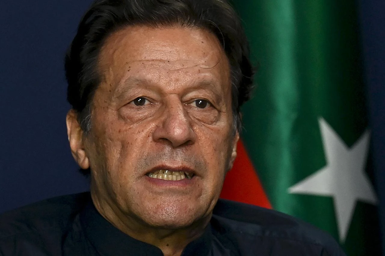 Former Pakistan prime minister Imran Khan speaks during an interview with AFP at his residence in Lahore on May 18, 2023. (AFP Photo)