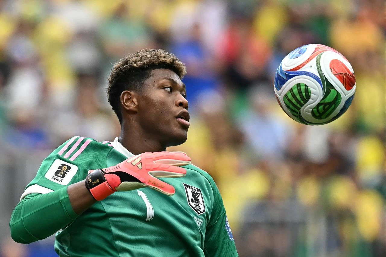 Japan’s goalkeeper eyes the ball during the 2026 FIFA World Cup round-of-32 match against Brazil at Houston Stadium in Houston, U.S., June 29, 2026. (AFP Photo)