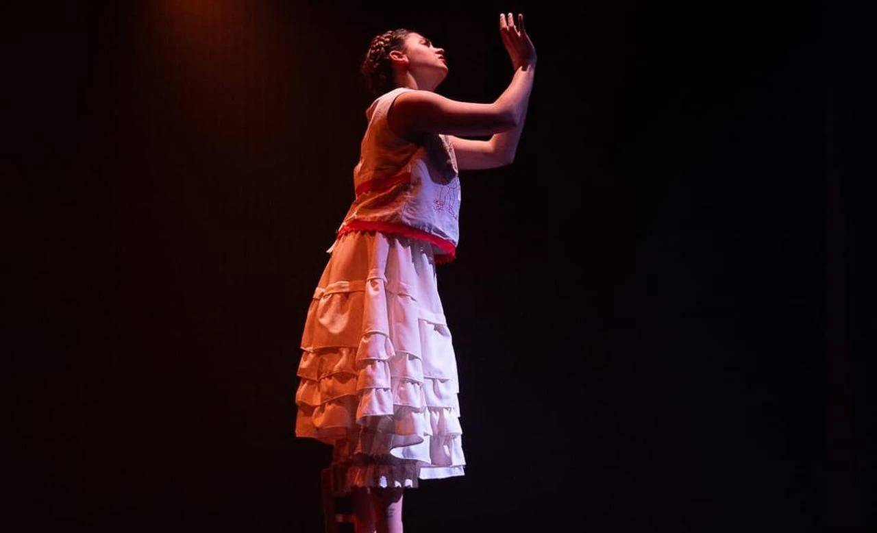 A dancer performs during the 8th International SOLO Contemporary Dance Festival at CerModern in Ankara, Türkiye, Aug. 30, 2025. (AA Photo)