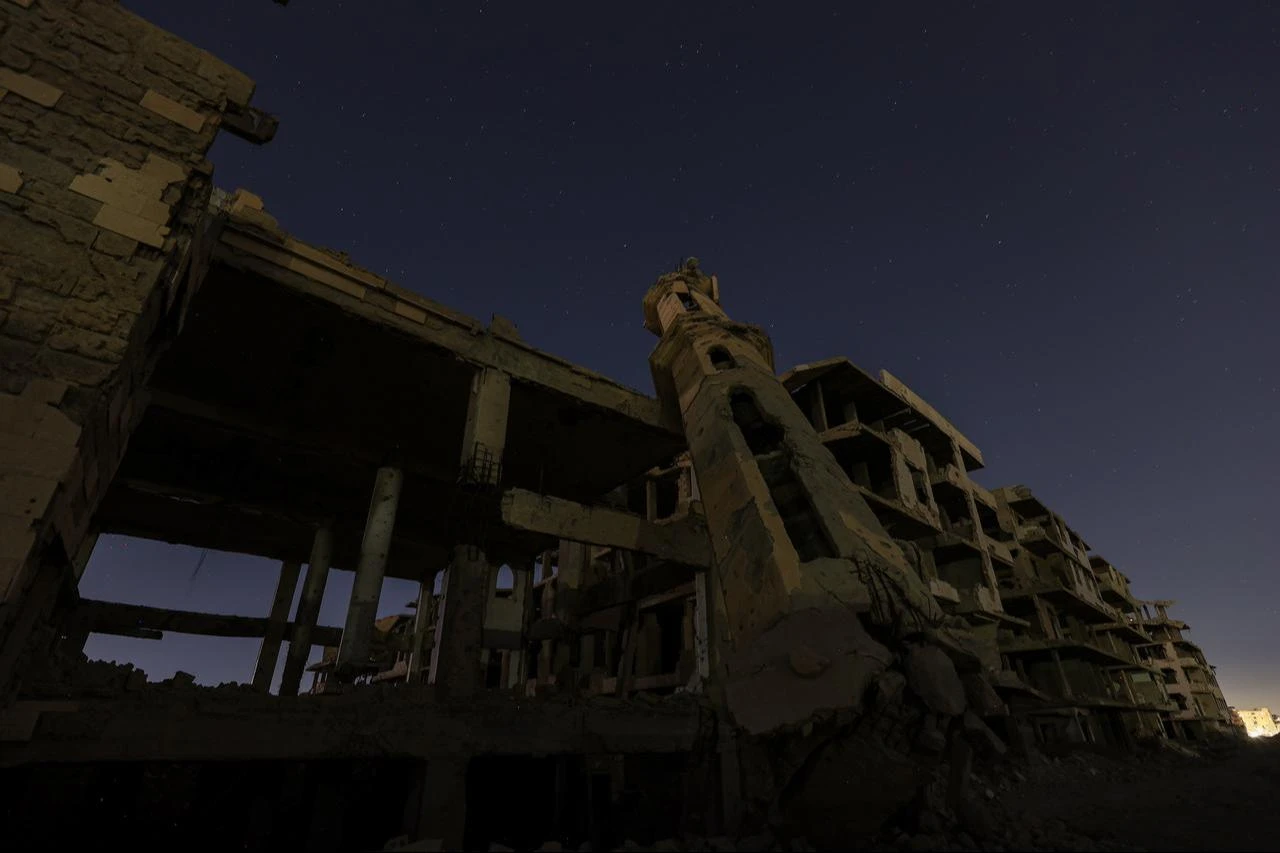 The destruction left by years of conflict and the heavy toll paid by Syrians during the war to end the 61-year rule of the Baath regime is seen in the Qobar neighborhood of the Eastern Ghouta region of Damascus, in Syria, Aug. 17, 2026. (AA Photo)