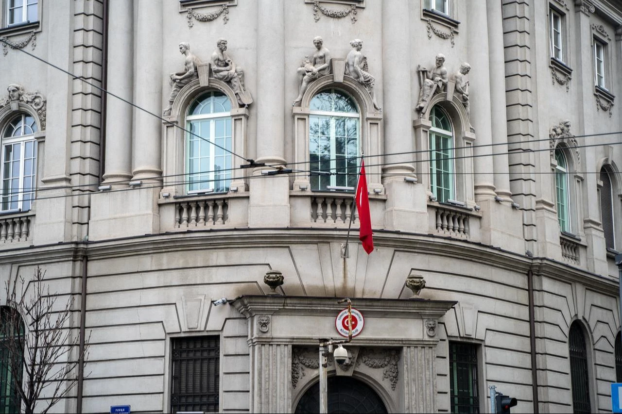 The photo shows the Turkish Embassy building in Belgrade, Serbia, on April 1, 2023. (Adobe Stock Photo)