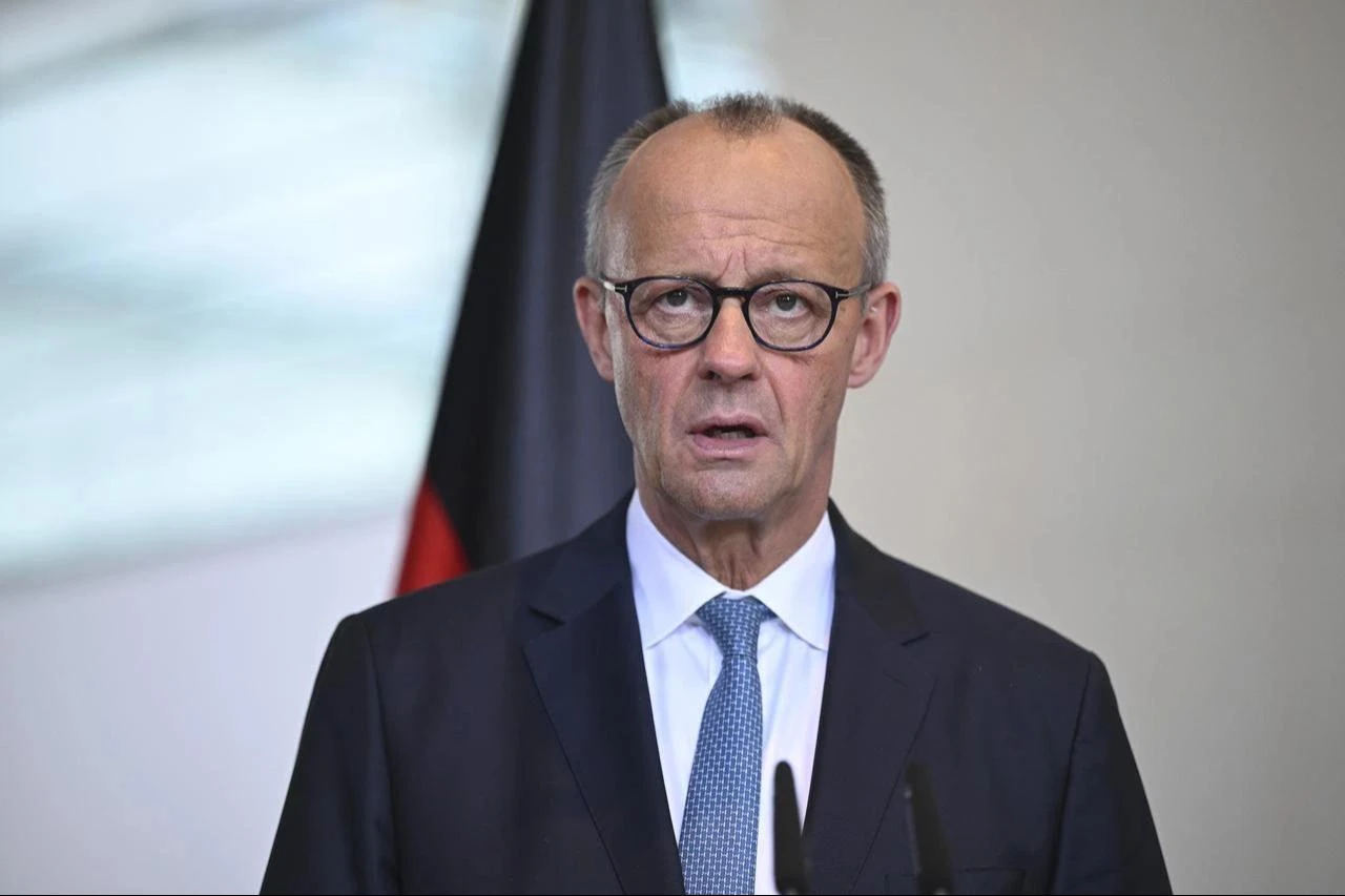 German Chancellor Friedrich Merz attend a joint press conference following talks at the Chancellery on July 3, 2026 in Berlin, Germany. (AA Photo)