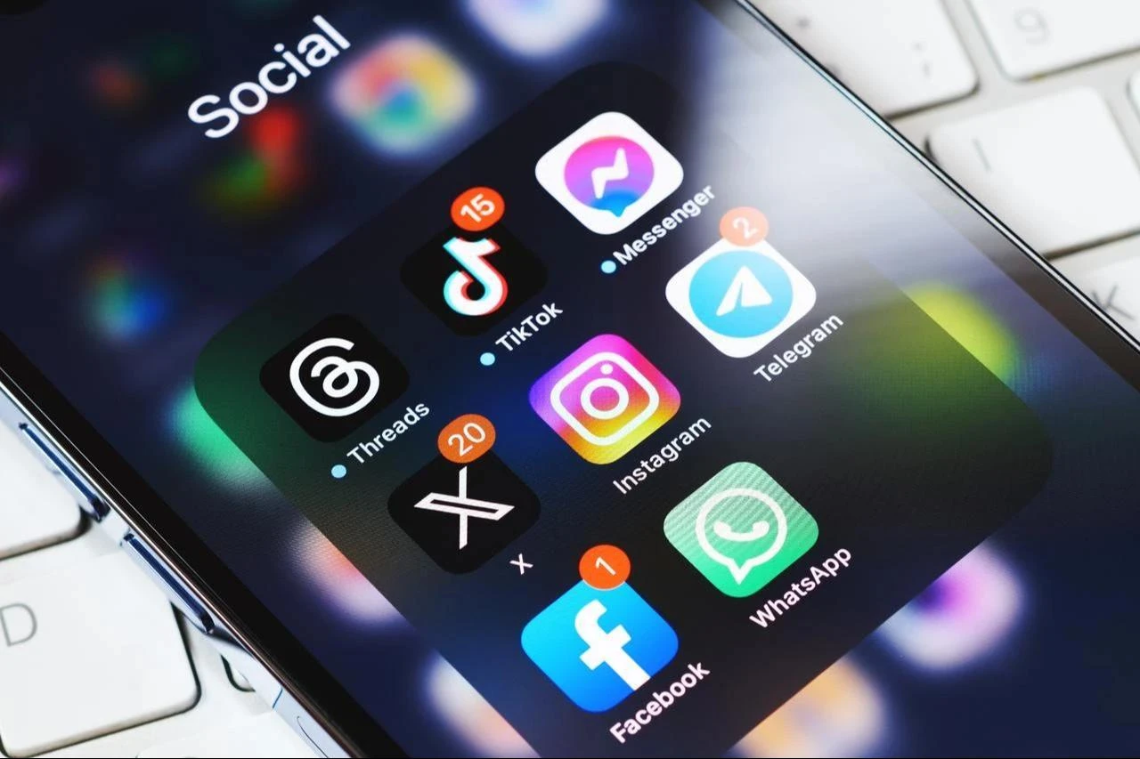 Social media applications including X, TikTok, Instagram, Facebook, Threads, Messenger, Telegram, and WhatsApp are displayed on a smartphone screen in Moscow, Russia, July 29, 2023. (Adobe Stock Photo)