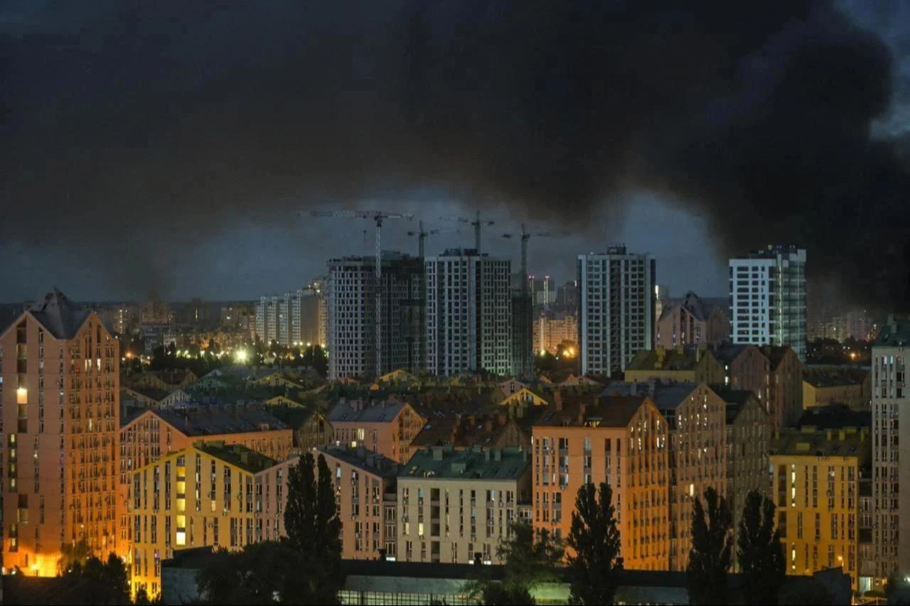 This photo shows smoke rising during Russian missile strikes on the Ukrainian capital of Kyiv early on July 11, 2026, amid the Russian invasion in Ukraine. (AFP Photo)