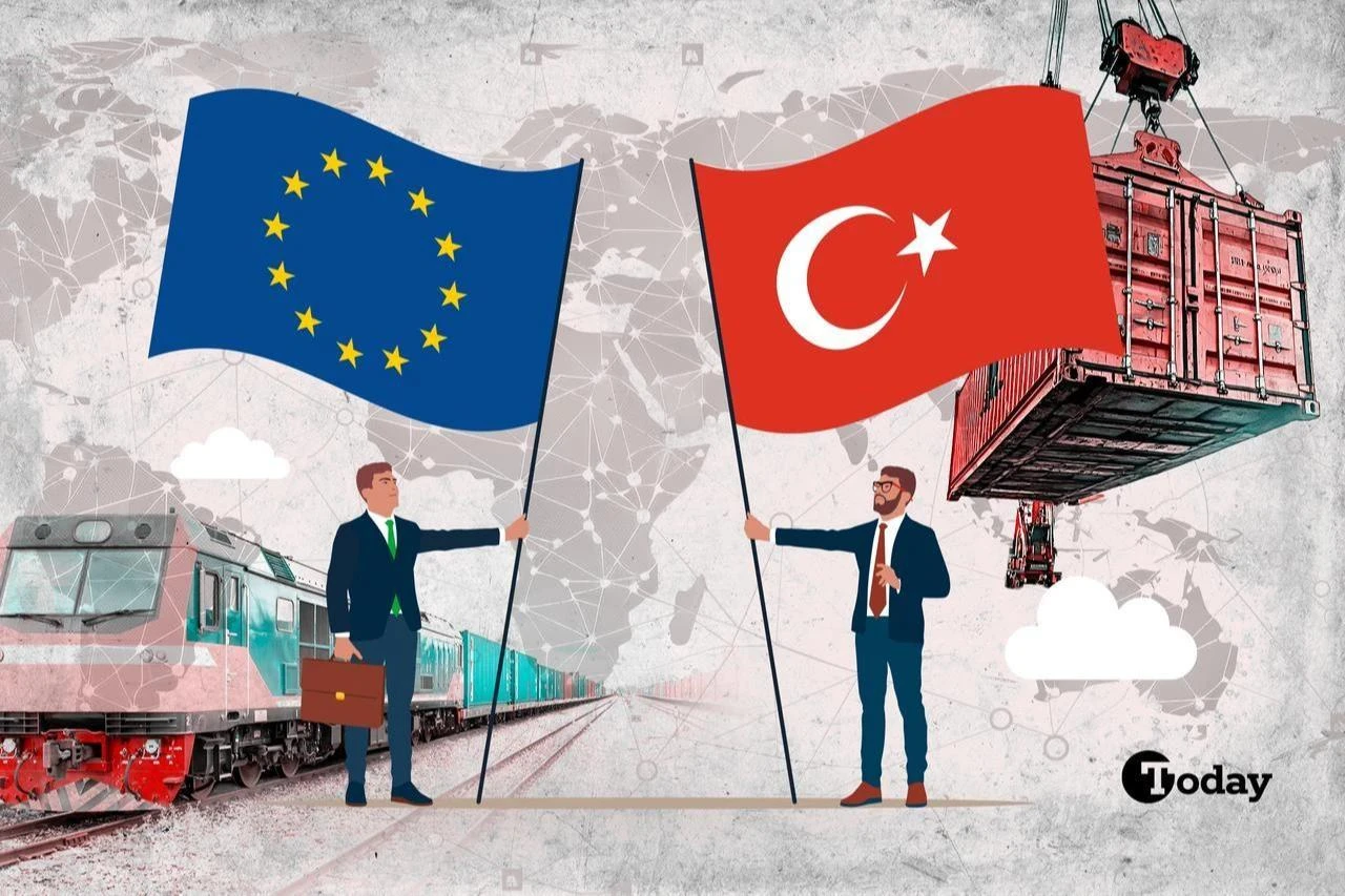 The collage shows people holding the flags of the European Union and Türkiye. (Collage by Zehra Kurtulus/Türkiye Today)