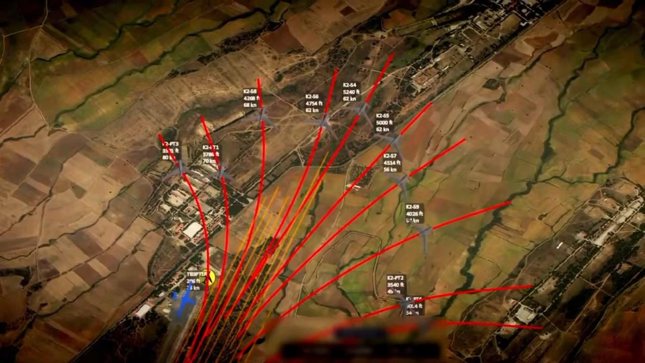 The photo shows Baykar's Bayraktar K2 kamikaze during an autonomous swarm-and-formation-flight test with 10 aircraft on Aug. 1, 2026. (Photo via X/@Selcuk)
