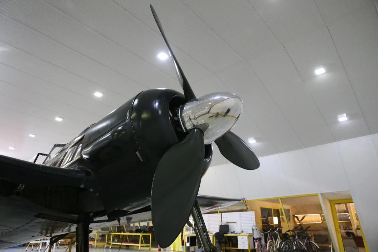 A German-made Focke-Wulf 190 fighter jet, used in Turkish skies in the 1940s, during a test flight in the Sivrihisar district of Eskisehir, Türkiye, after extensive restoration. (AA Photo)