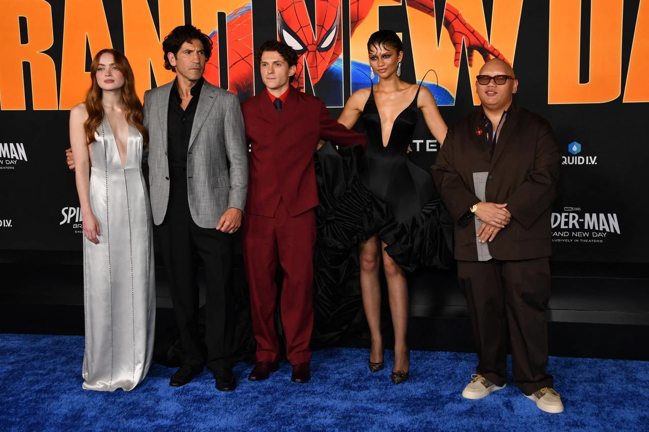 (L-R) Sadie Sink, Jon Bernthal, Tom Holland, Zendaya and Jacob Batalon attend the premiere of Columbia Pictures' "Spider-Man: Brand New Day" at the Dolby Theatre in Hollywood, California, U.S., July 27, 2026. (AFP Photo)
