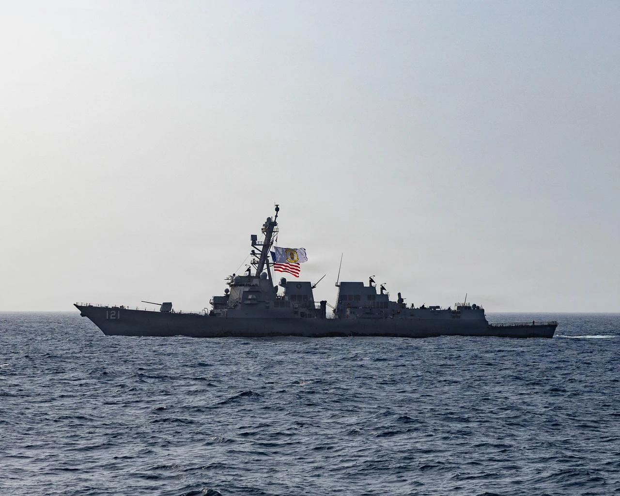 Arleigh Burke-class guided-missile destroyer USS Frank E. Petersen, Jr. (DDG 121) transits the Arabian Sea, June 27, 2026. (Photo via U.S. Navy)