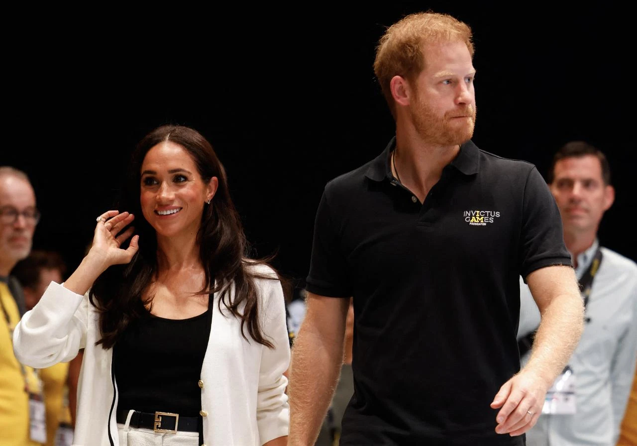 Meghan, Duchess of Sussex, and Prince Harry, Duke of Sussex, arrive at the 2023 Invictus Games in Dusseldorf, western Germany, on September 13, 2023. (AFP Photo)