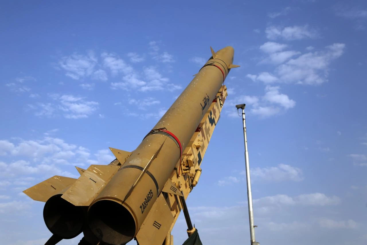Zolfaghar and Qadr missiles are displayed at Azadi Square in Tehran, Iran, on July 24, 2026. (AA Photo)