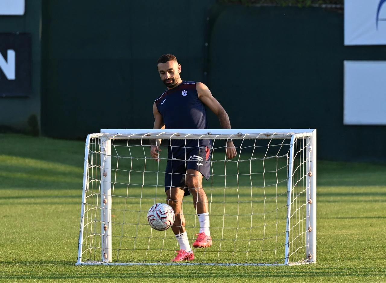 Mohamed Salah of Trabzonspor attends training session ahead of their UEFA Europa League play-off round first-leg match against Ferencvaros in Trabzon, Türkiye on August 19, 2026. (AA Photo)