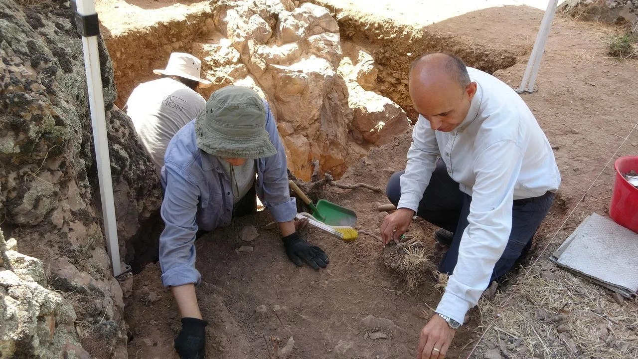 During the 2024 excavations in Inkaya Cave within the borders of Bahadirli village in Can district of Canakkale, Türkiye, it was found that people lived in the 64,000-year-old workshop and used the area for 24,000 years, September 15, 2024. (IHA Photo)